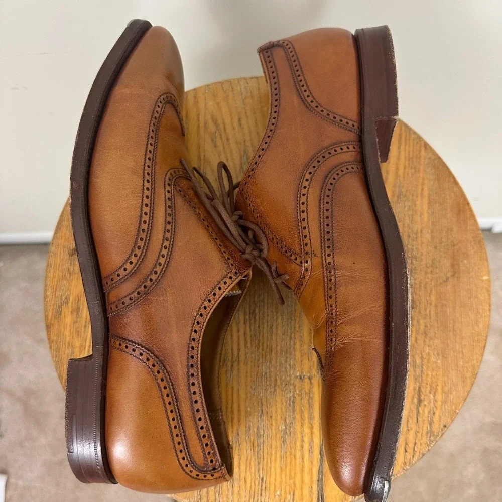 Crockett & Jones Drummond Mens US 7 E Dress Shoes Brown Leather Wingtip Oxford